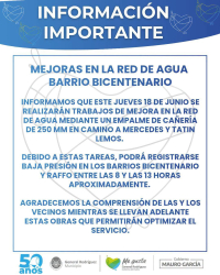 General Rodríguez: Mejoras en la red de agua