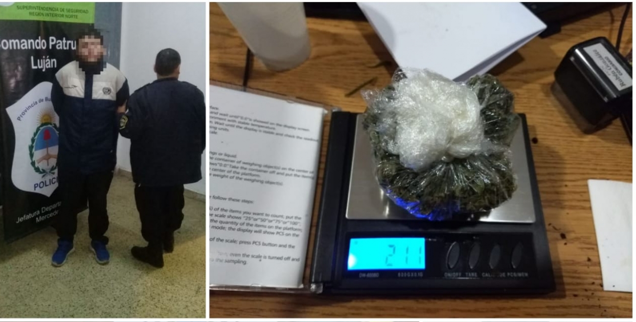 LUJÁN: DETIENEN EN OPERATIVO DE CONTROL A DOS JÓVENES QUE PORTABAN MARIHUANA