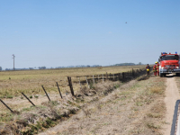 Suipacha: cayó cable de alta tensión y provocó un incendio en un campo