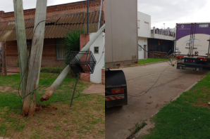 Camión tiró ocho postes y dejó dos cuadras sin luz ni servicios en Rodríguez