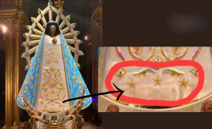 Le cambiaron el manto a la Virgen de Luján: ahora tiene las tres estrellas de la Selección