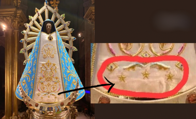 Le cambiaron el manto a la Virgen de Luján: ahora tiene las tres estrellas de la Selección